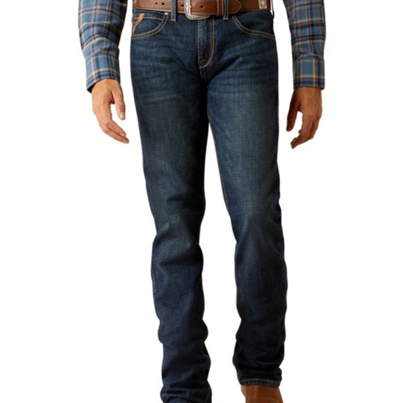 ARIAT MEN'S M7 QUEST TUCKER DARK WASH SLIM STRAIGHT STRETCH DENIM JEANS - Picture 5 of 5